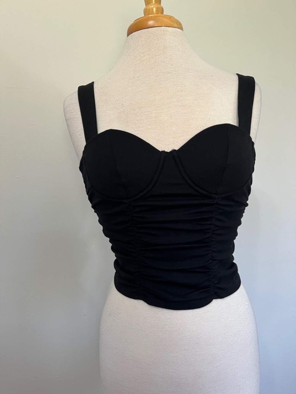 Reformation  Women’s Linnea Rouched Corset Boustier top in black Zip Back XS - Picture 2 of 12